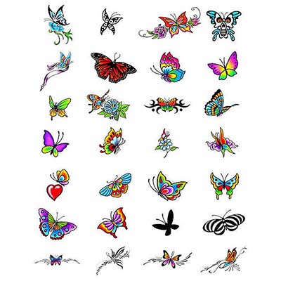 Feminine Butterfly n Heart Design Water Transfer Temporary Tattoo(fake Tattoo) Stickers NO.10705